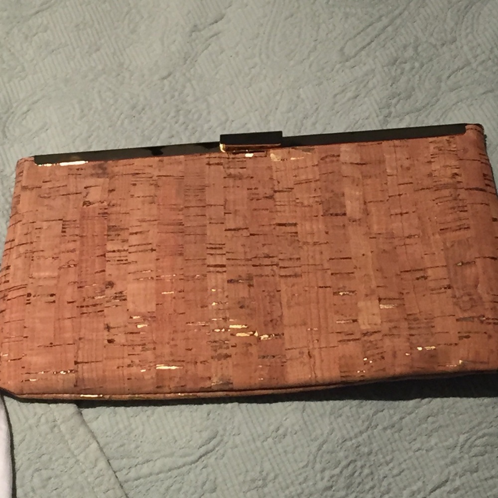 J. Crew Cork Clutch with Gold Accents - Blush Tan